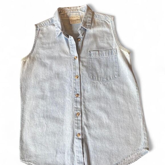 90s 00s vintage denim button up tank - Picture 1 of 7